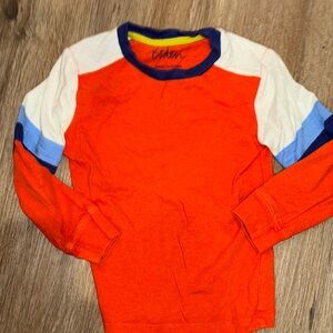 Boden Kids Vibrant Orange and Blue Long Sleeve Tee
